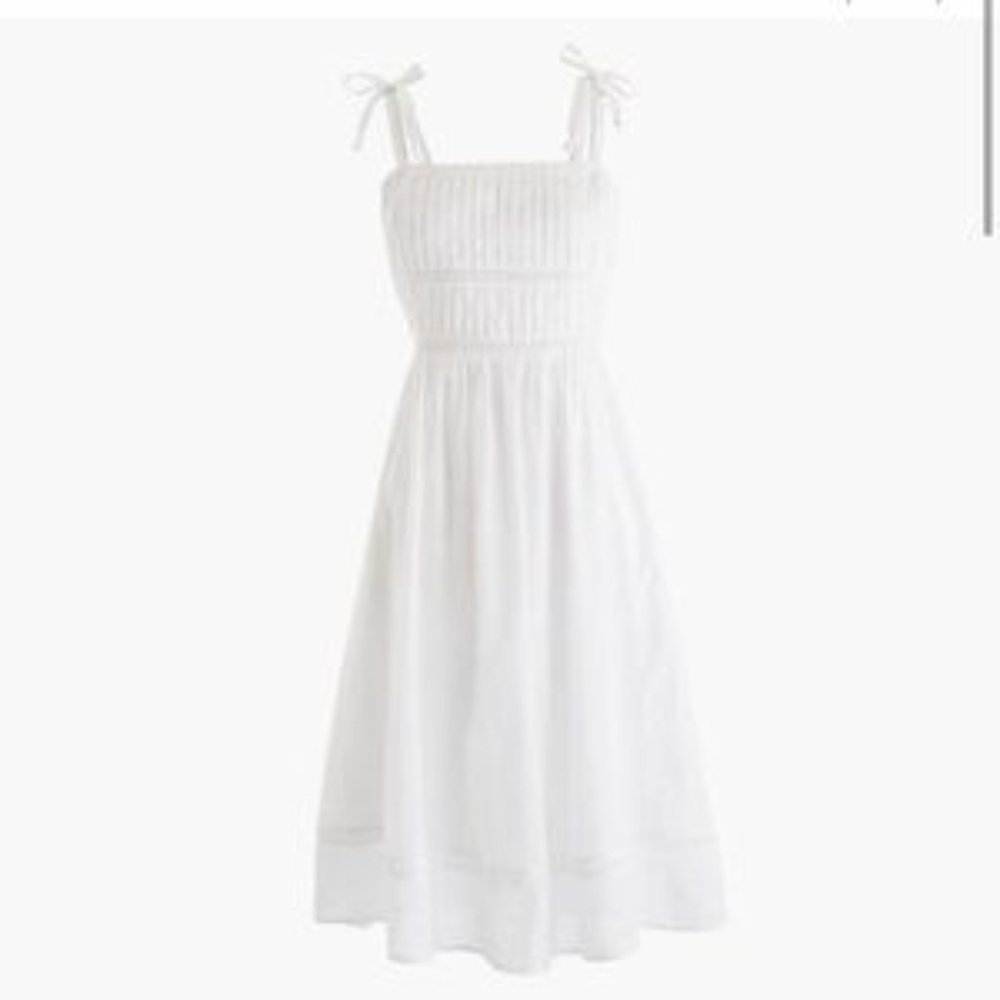 NWT | J Crew White Point Sur Tie Strap Midi Dress | Size 4 | White
